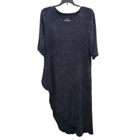 Torrid Super Soft Knit Black Mineral Wash Knotted Asymmetrical Tunic Tee‎ Plus 1 - Picture 1 of 8